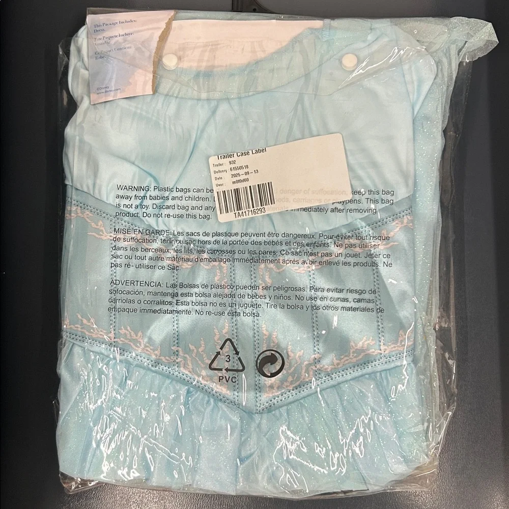 Disney Ariel Costume-Light Blue Dress S/P (4-6x) - Picture 3 of 4